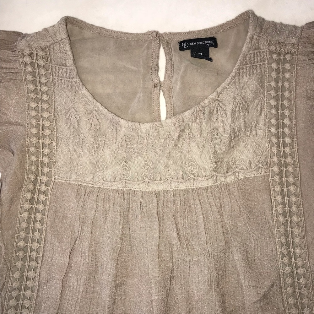 NWOT New Directions Peasant Top Crochet Gauze - Picture 3 of 4